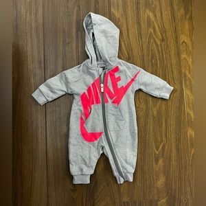 Nike gray and pink onesie with hood